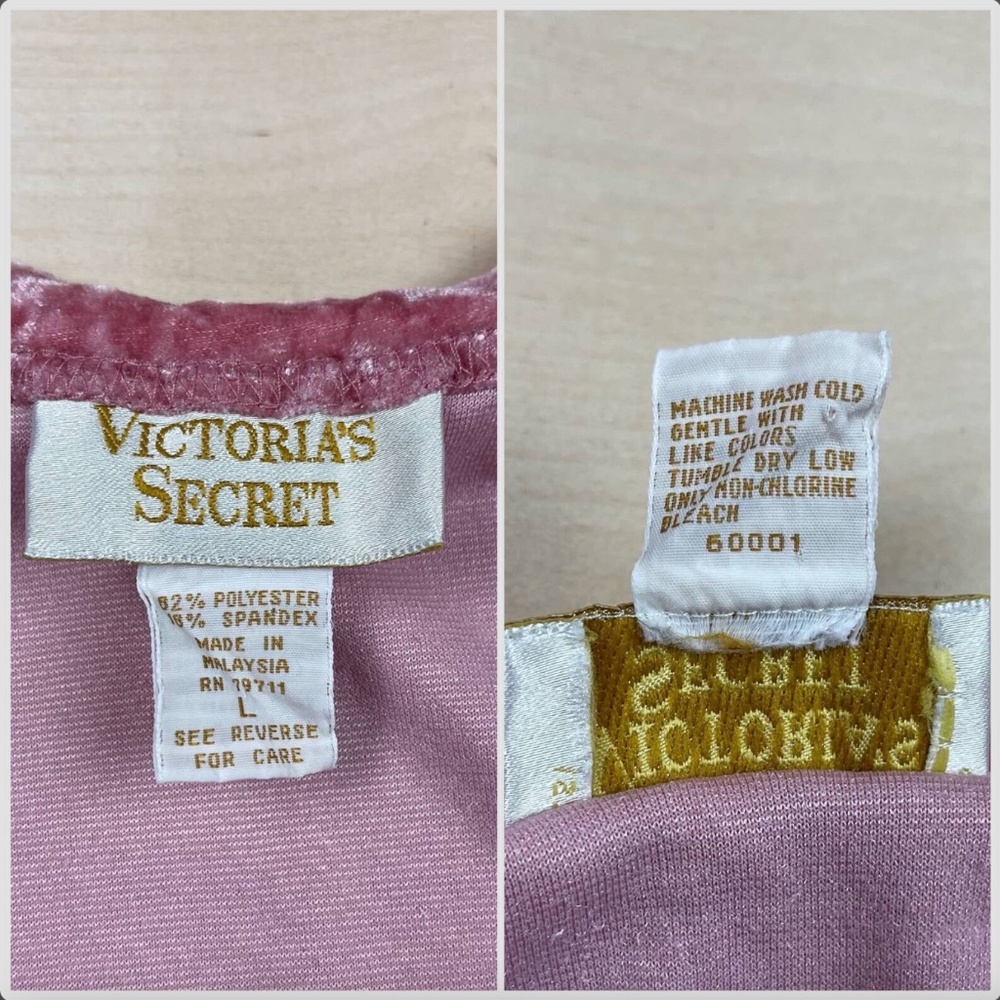 Vintage 1990s Pink Crushed Velvet Mini Nightshirt Victoria's Secret Gold Label - Picture 3 of 7